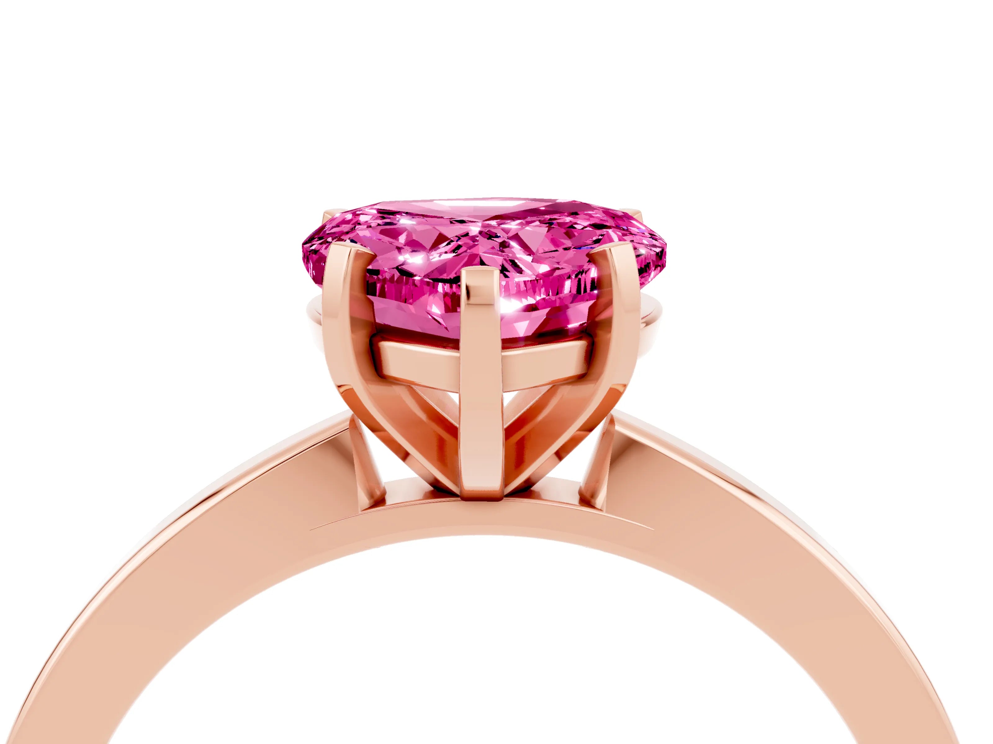 Rose gold Heart Cut Pink Sapphire Solitaire Engagement Ring with Classic Band and Four-Prong Setting_64
