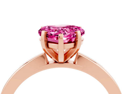 Rose gold Heart Cut Pink Sapphire Solitaire Engagement Ring with Classic Band and Four-Prong Setting_64