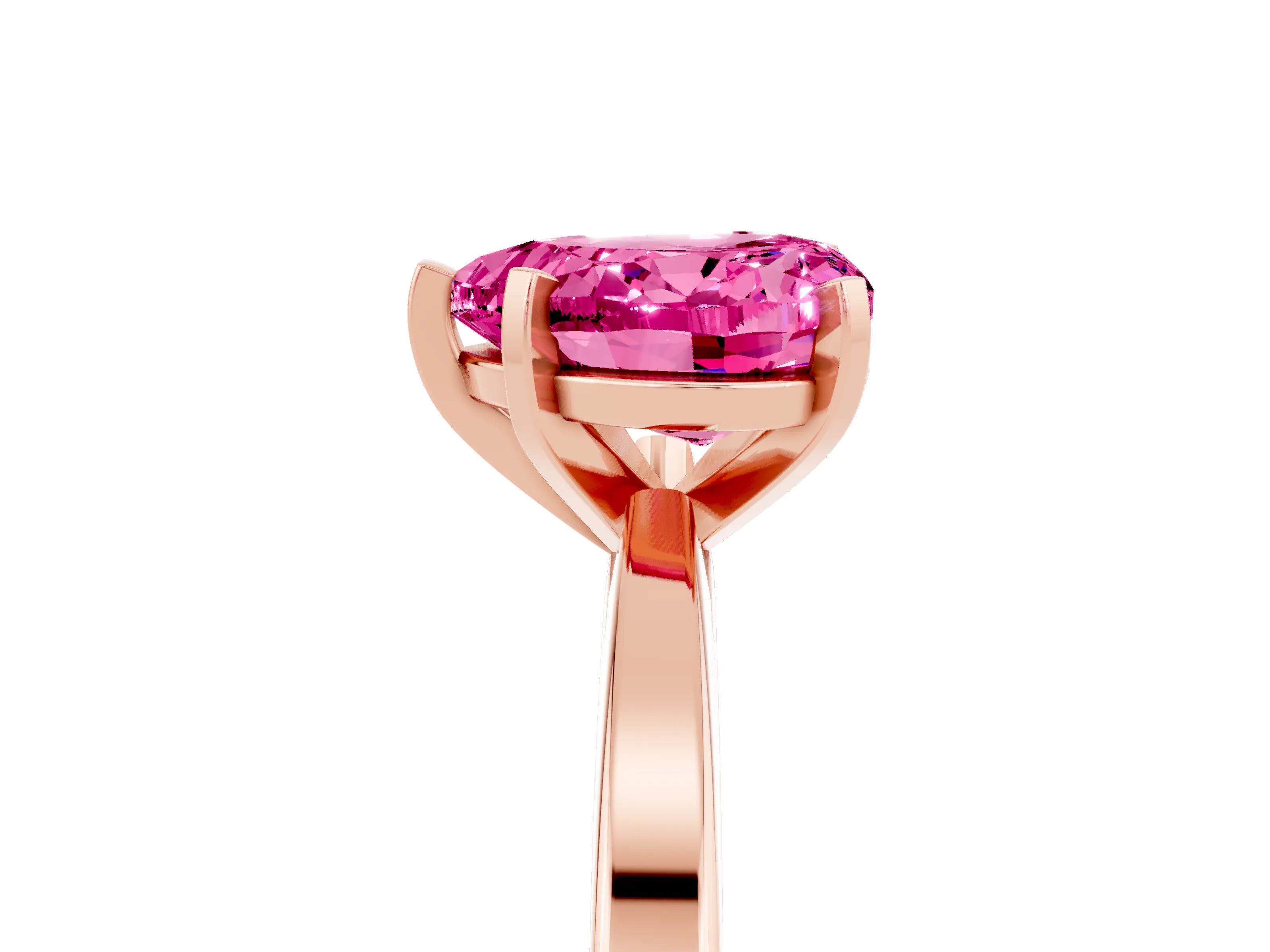 Rose gold Heart Cut Pink Sapphire Solitaire Engagement Ring with Classic Band and Four-Prong Setting_65