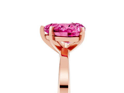 Rose gold Heart Cut Pink Sapphire Solitaire Engagement Ring with Classic Band and Four-Prong Setting_65