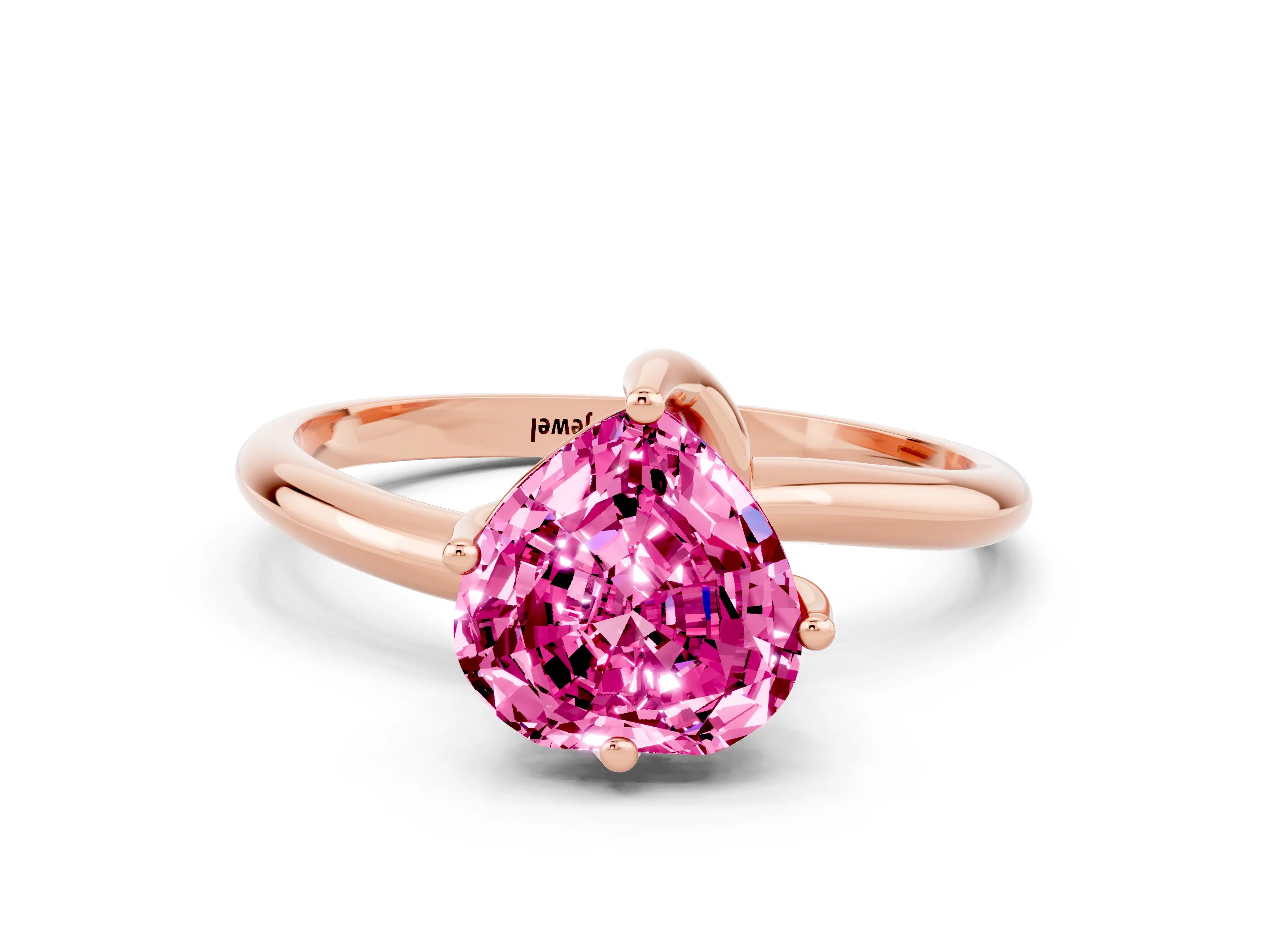 Rose gold Heart Cut Pink Sapphire Solitaire Engagement Ring with Four-Prong Setting and Classic Band_12
