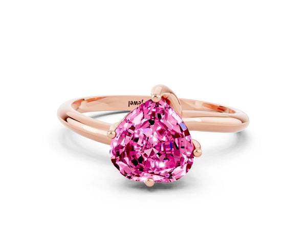 Rose gold Heart Cut Pink Sapphire Solitaire Engagement Ring with Four-Prong Setting and Classic Band