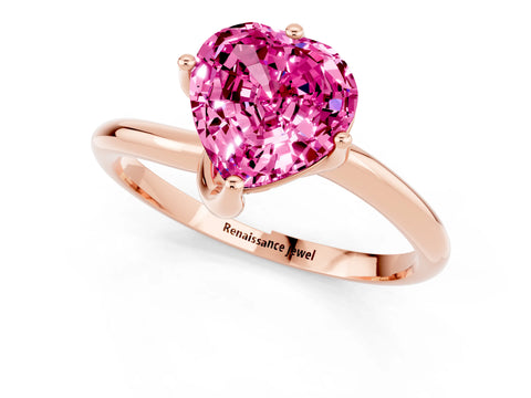 Rose gold Heart Cut Pink Sapphire Solitaire Engagement Ring with Four-Prong Setting and Classic Band_13