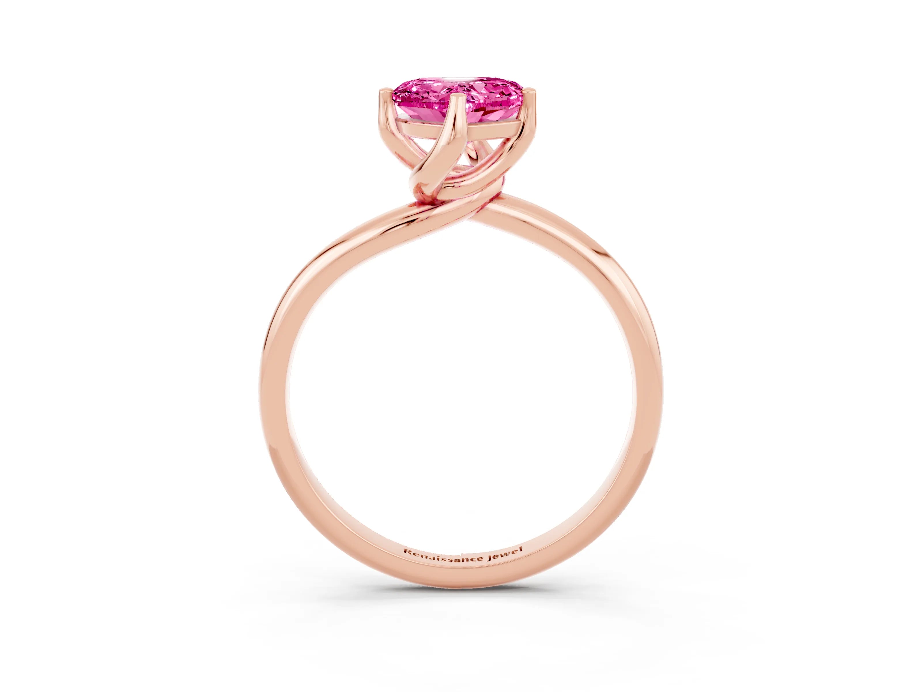 Rose gold Heart Cut Pink Sapphire Solitaire Engagement Ring with Four-Prong Setting and Classic Band_15