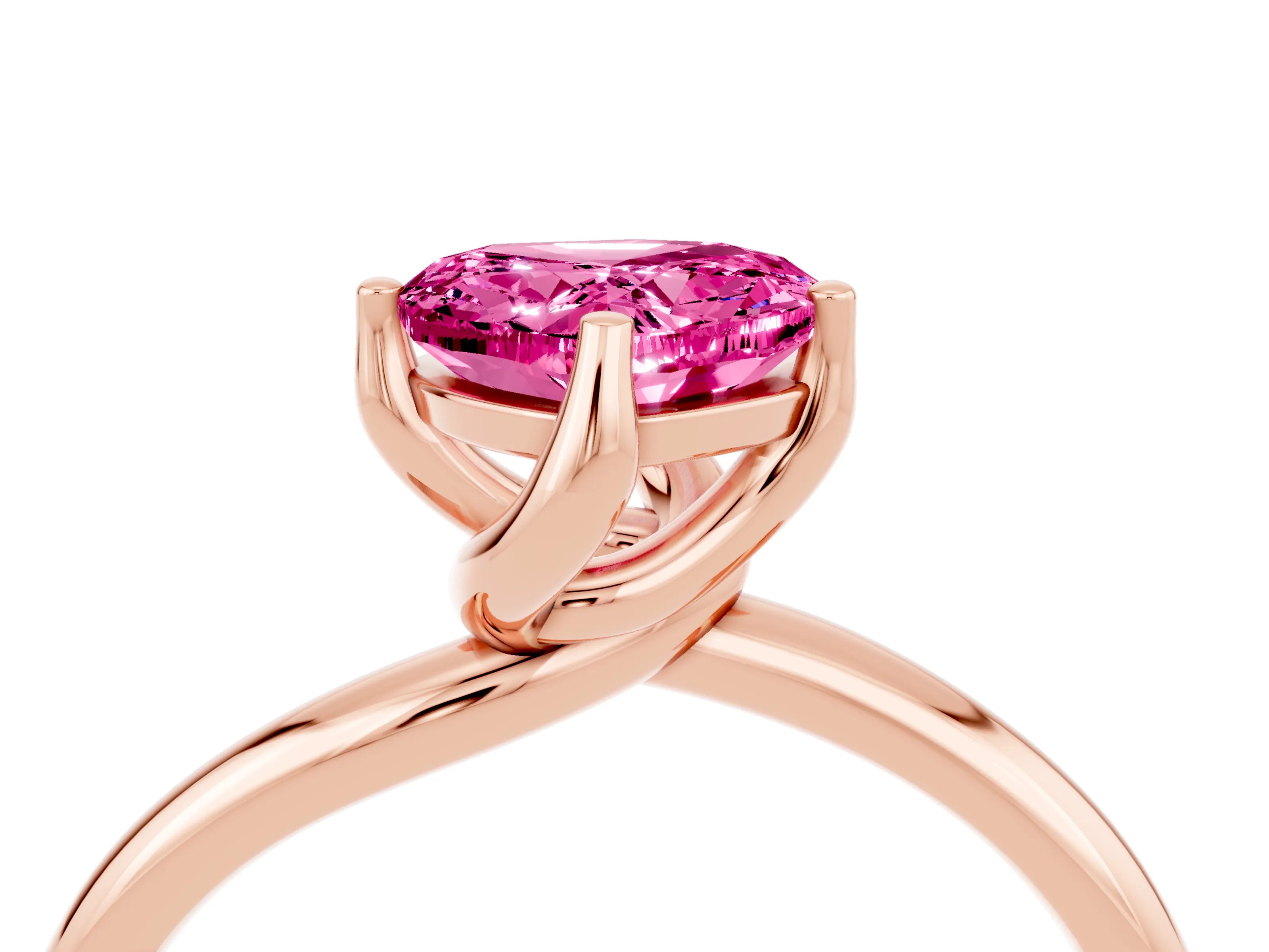 Rose gold Heart Cut Pink Sapphire Solitaire Engagement Ring with Four-Prong Setting and Classic Band_16