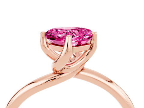 Rose gold Heart Cut Pink Sapphire Solitaire Engagement Ring with Four-Prong Setting and Classic Band_16