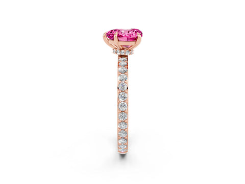 Rose gold Heart Cut Pink Sapphire Solitaire Engagement Ring with Pavé Band and Four-Prong Setting_26