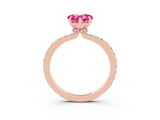 Rose gold Heart Cut Pink Sapphire Solitaire Engagement Ring with Pavé Band and Four-Prong Setting_27