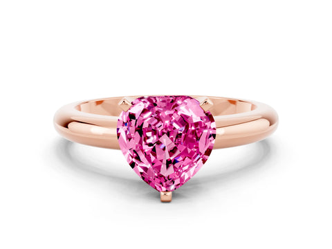 Rose gold Heart Cut Pink Sapphire Solitaire Engagement Ring with Round Band and Four-Prong Setting_24