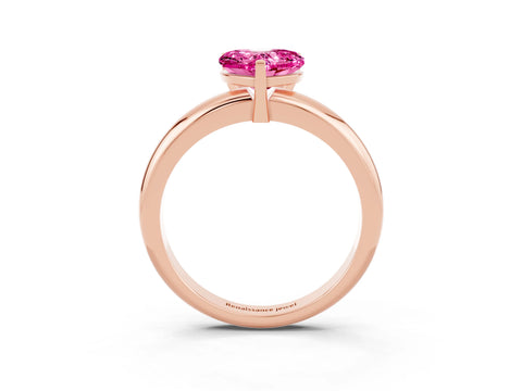 Rose gold Heart Cut Pink Sapphire Solitaire Engagement Ring with Round Band and Four-Prong Setting_27