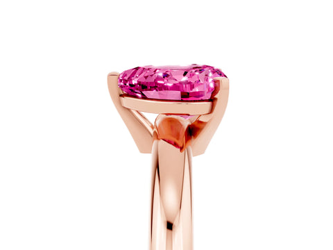 Rose gold Heart Cut Pink Sapphire Solitaire Engagement Ring with Round Band and Four-Prong Setting_29