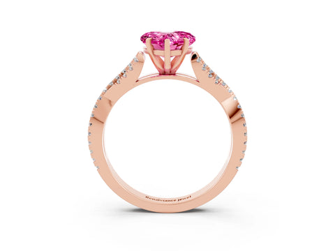 Rose gold Heart Cut Pink Sapphire Solitaire Engagement Ring with Twisted Pavé Band and Four-Prong Setting_27