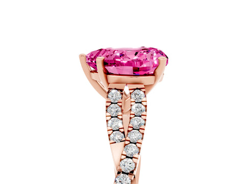 Rose gold Heart Cut Pink Sapphire Solitaire Engagement Ring with Twisted Pavé Band and Four-Prong Setting_29