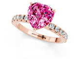 Rose gold Heart Cut Pink Sapphire Solitaire Pavé Band with Four-Prong Setting_25