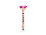 Rose gold Heart Cut Pink Sapphire Solitaire Pavé Band with Four-Prong Setting_26
