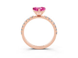 Rose gold Heart Cut Pink Sapphire Solitaire Pavé Band with Four-Prong Setting_27