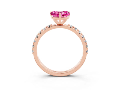 Rose gold Heart Cut Pink Sapphire Solitaire Pavé Band with Four-Prong Setting_27