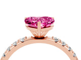 Rose gold Heart Cut Pink Sapphire Solitaire Pavé Band with Four-Prong Setting_28