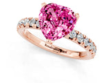 Rose gold Heart Cut Pink Sapphire Solitaire Pavé Engagement Ring with Round Band and Prong Setting_13
