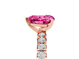 Rose gold Heart Cut Pink Sapphire Solitaire Pavé Engagement Ring with Round Band and Prong Setting_17