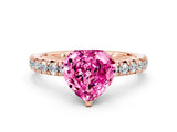 Rose gold Heart Cut Pink Sapphire Solitaire Pavé Engagement Ring with Round Band and Prong Setting_66