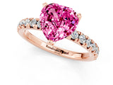 Rose gold Heart Cut Pink Sapphire Solitaire Pavé Engagement Ring with Round Band and Prong Setting_67