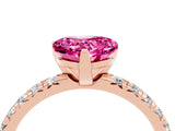 Rose gold Heart Cut Pink Sapphire Solitaire Pavé Engagement Ring with Round Band and Prong Setting_70