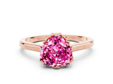 Rose gold Heart Cut Pink Sapphire Solitaire Ring with Flower Prong Setting and Classic Band_12