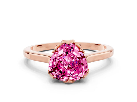 Rose gold Heart Cut Pink Sapphire Solitaire Ring with Flower Prong Setting and Classic Band_12