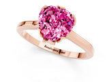 Rose gold Heart Cut Pink Sapphire Solitaire Ring with Flower Prong Setting and Classic Band_13