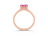 Rose gold Heart Cut Pink Sapphire Solitaire Ring with Flower Prong Setting and Classic Band_15