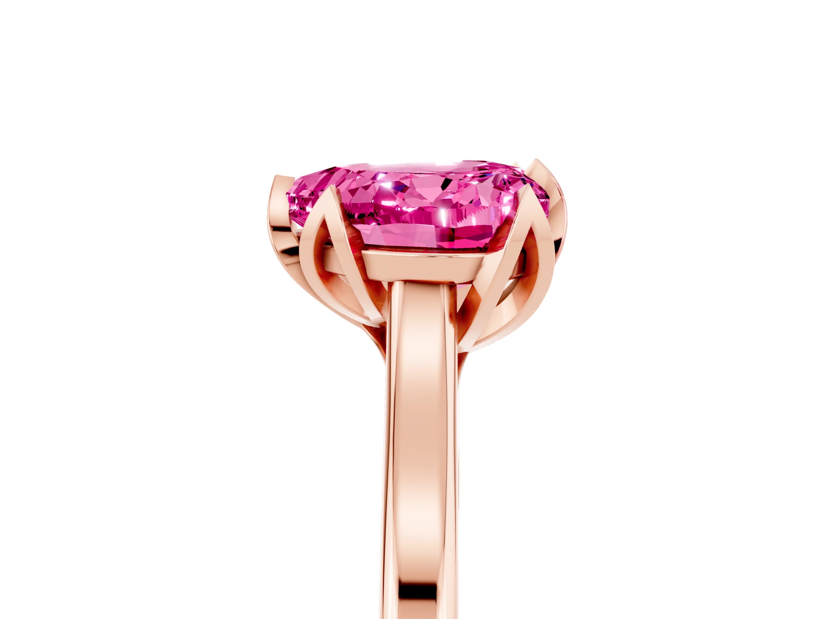 Rose gold Heart Cut Pink Sapphire Solitaire Ring with Flower Prong Setting and Classic Band_17