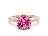 Rose gold Heart Cut Pink Sapphire Solitaire Ring with Flower Prong Setting and Classic Band_36