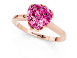 Rose gold Heart Cut Pink Sapphire Solitaire Ring with Flower Prong Setting and Classic Band_37