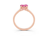 Rose gold Heart Cut Pink Sapphire Solitaire Ring with Flower Prong Setting and Classic Band_39