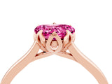 Rose gold Heart Cut Pink Sapphire Solitaire Ring with Flower Prong Setting and Classic Band_40