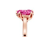 Rose gold Heart Cut Pink Sapphire Solitaire Ring with Flower Prong Setting and Classic Band_41
