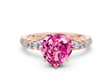 Rose gold Heart Cut Pink Sapphire Solitaire Ring with Pavé Accents and Four-Prong Setting_24