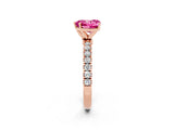 Rose gold Heart Cut Pink Sapphire Solitaire Ring with Pavé Accents and Four-Prong Setting_26