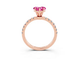 Rose gold Heart Cut Pink Sapphire Solitaire Ring with Pavé Accents and Four-Prong Setting_27
