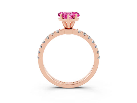 Rose gold Heart Cut Pink Sapphire Solitaire Ring with Pavé Accents and Four-Prong Setting_27