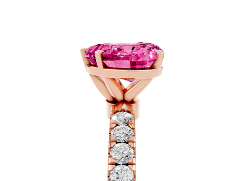 Rose gold Heart Cut Pink Sapphire Solitaire Ring with Pavé Accents and Four-Prong Setting_29