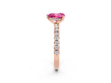 Rose gold Heart Cut Pink Sapphire Solitaire Ring with Pavé Band and Four-Prong Setting_62