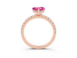 Rose gold Heart Cut Pink Sapphire Solitaire Ring with Pavé Band and Four-Prong Setting_63
