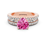Rose gold Heart Cut Pink Sapphire Solitaire Ring with Pavé and Channel Set Band_36