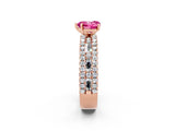 Rose gold Heart Cut Pink Sapphire Solitaire Ring with Pavé and Channel Set Band_38