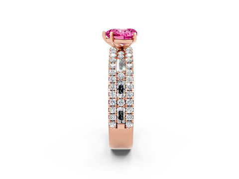 Rose gold Heart Cut Pink Sapphire Solitaire Ring with Pavé and Channel Set Band_38