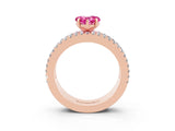 Rose gold Heart Cut Pink Sapphire Solitaire Ring with Pavé and Channel Set Band_39