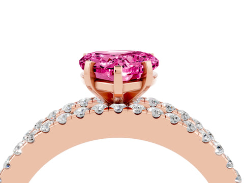 Rose gold Heart Cut Pink Sapphire Solitaire Ring with Pavé and Channel Set Band_40