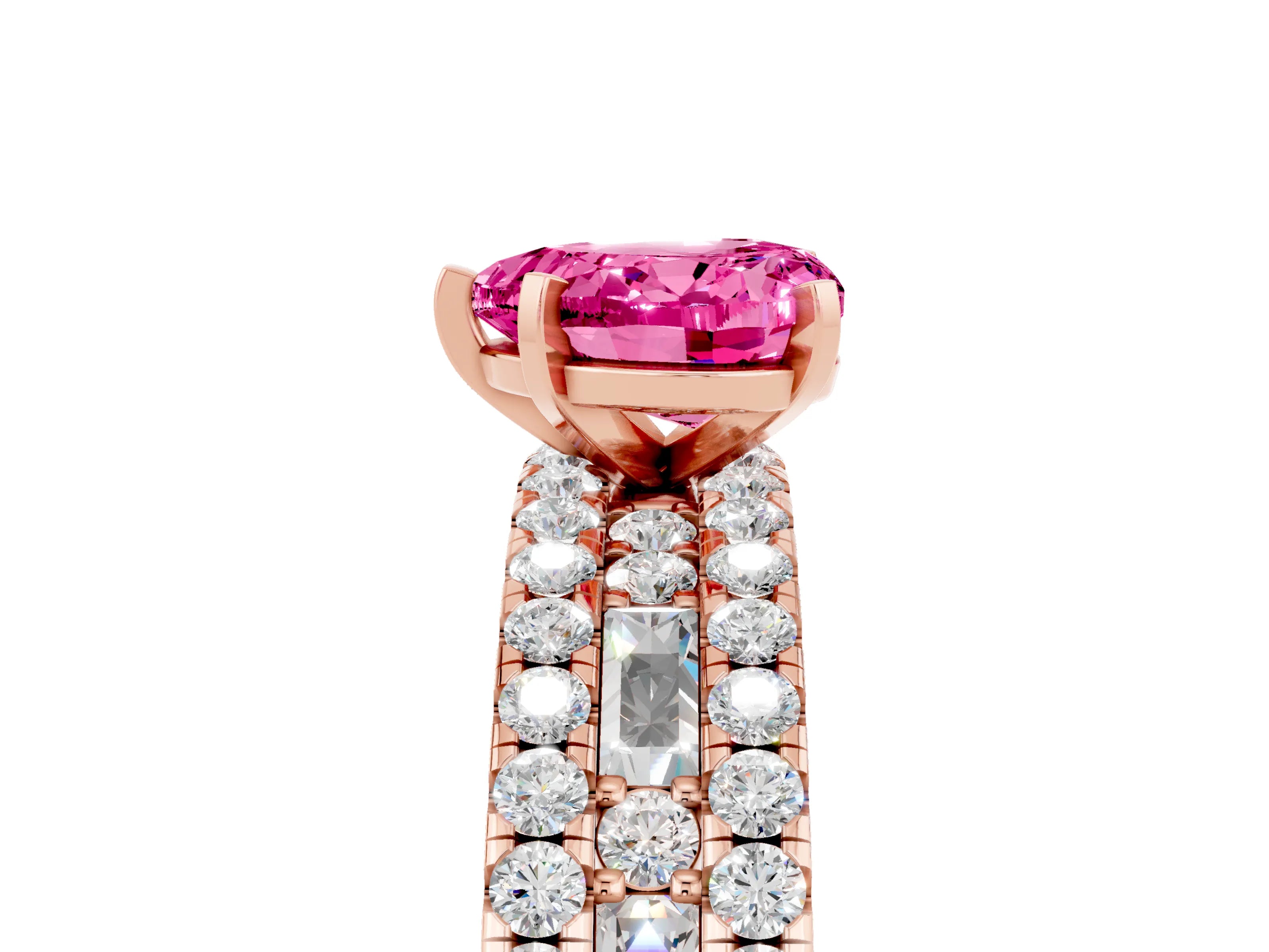 Rose gold Heart Cut Pink Sapphire Solitaire Ring with Pavé and Channel Set Band_41